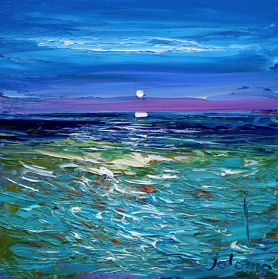 Late summer moonrise Iona 12x12